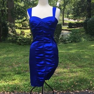 Iris blue satin feel cocktail dress